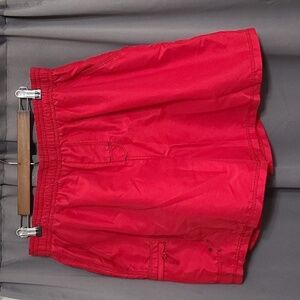 Island Shores Mens Swim Trunks Red Mesh Lining Pockets Elastic Drawstring XL EUC